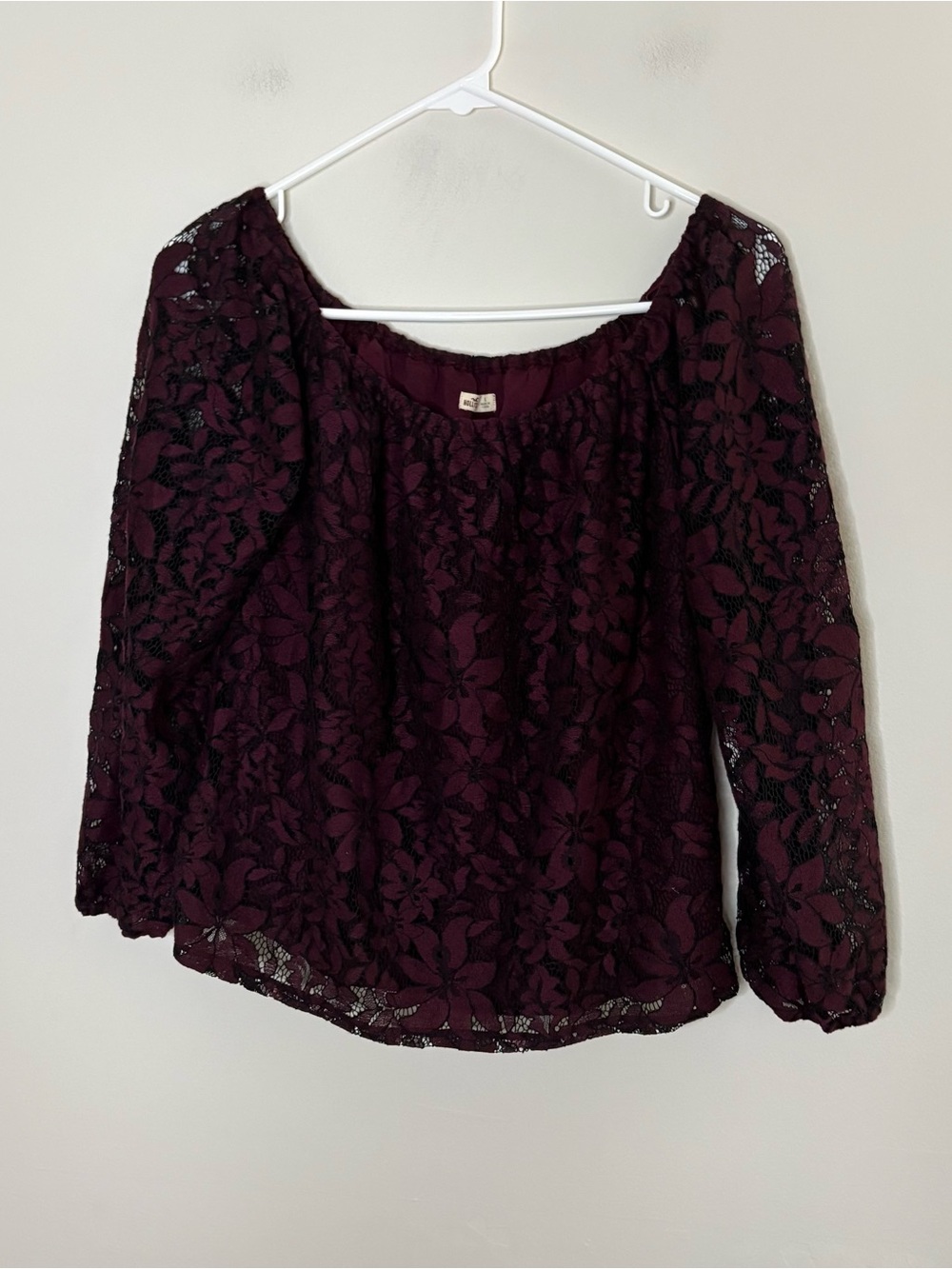 Hollister Babydoll Womenâs Small Maroon Lace Top Crop Lace Whimsygoth Dark